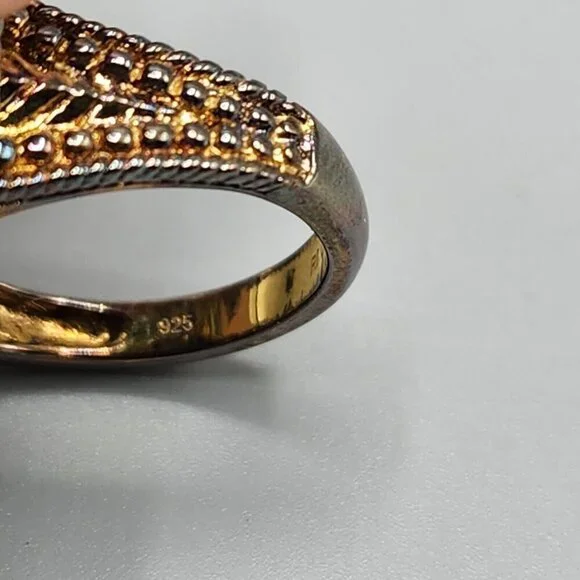 Lapiz Lazuli Rectangle Cocktail Ring RI China 925 Size 8 Sterling Silver - Picture 9 of 12